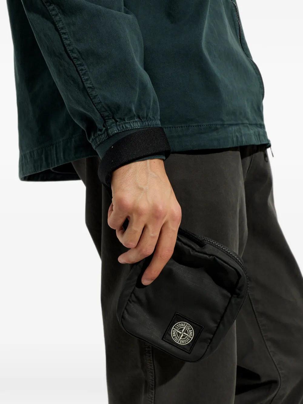Stone Island 9500004 dubbele gecoate katoenen ripstop Zwart