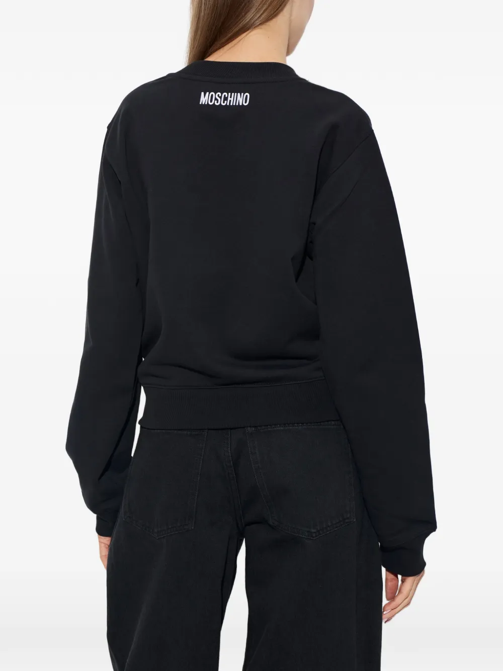 Moschino Sweater met geborduurd logo Zwart