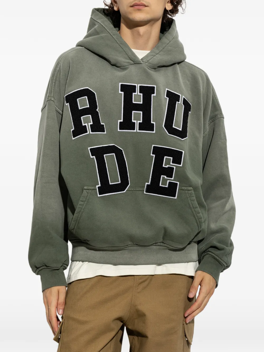 RHUDE Hoodie met logopatch Groen