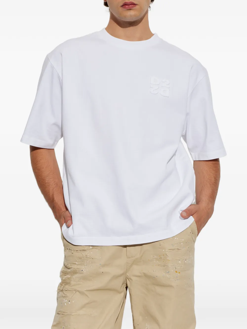 DSQUARED2 T-shirt met ronde hals en logodetail Wit