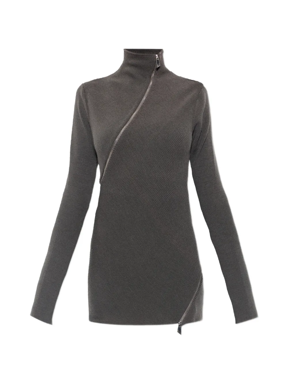 The Attico zip-detail ribbed sweater - Grigio