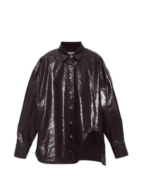 The Attico Plum shimmer-finish cut-out jacket