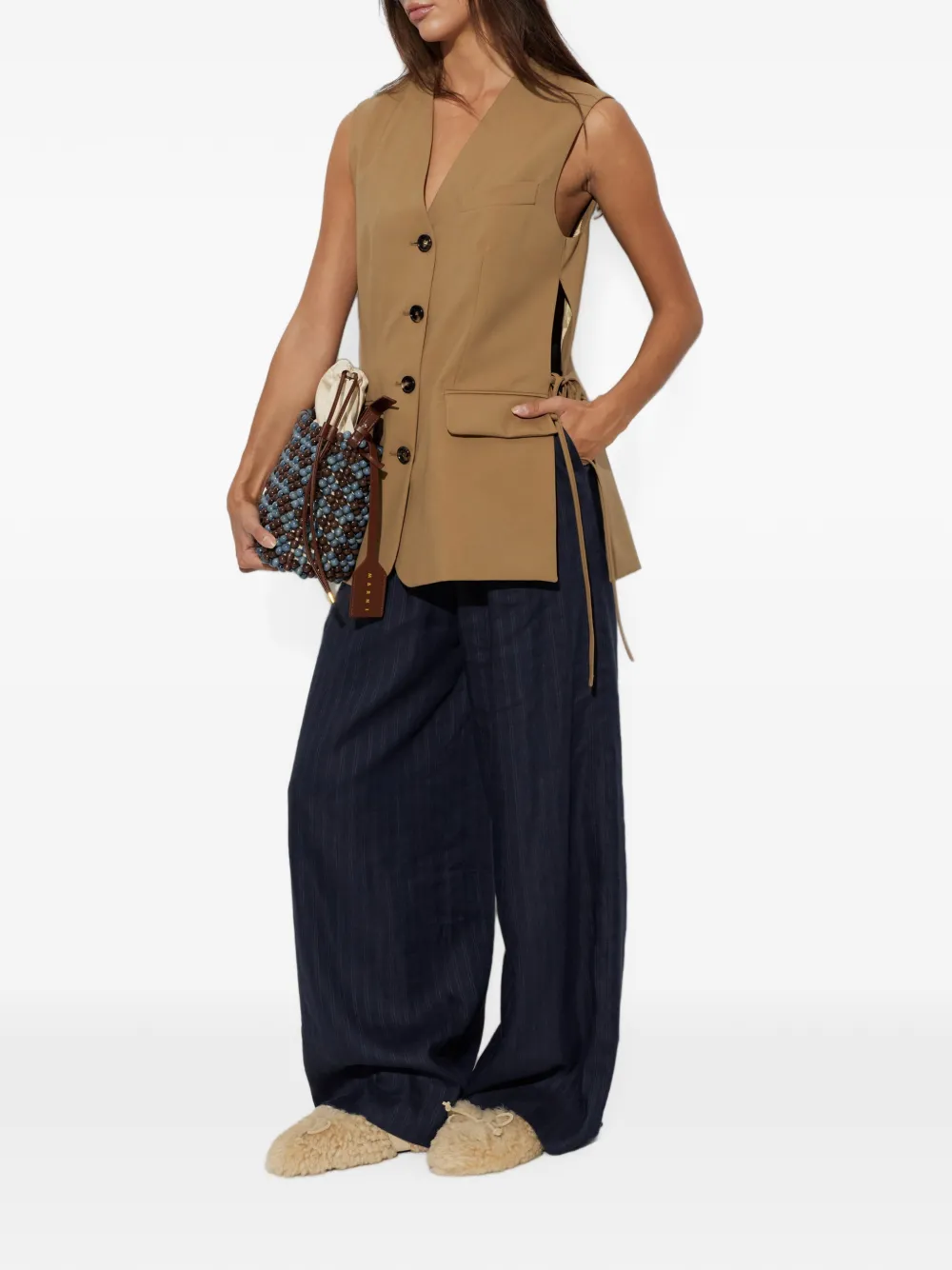 Marni Spencer met knoopsluiting en V-hals Bruin