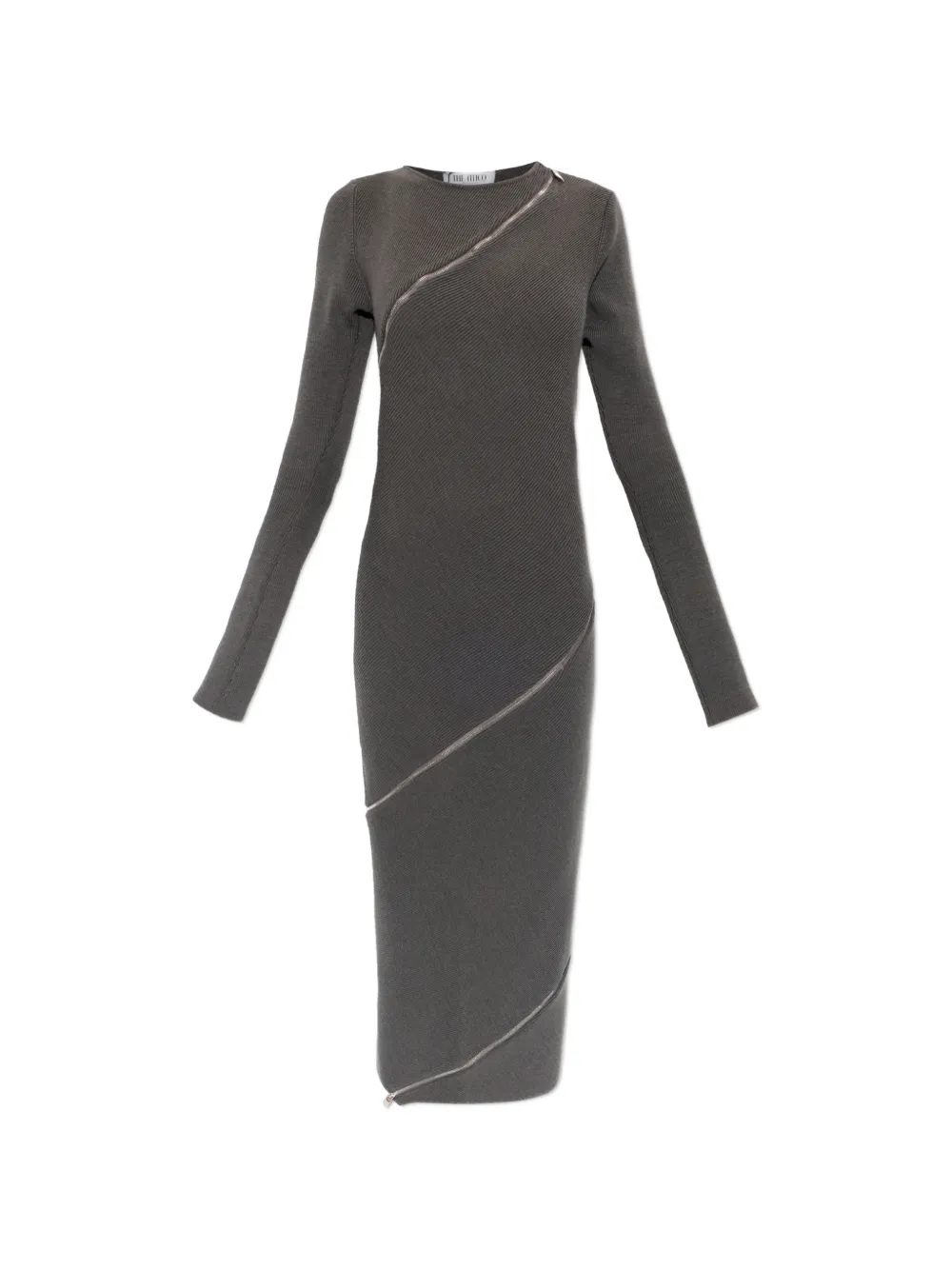 The Attico zip-detail ribbed-knit midi dress - Grigio