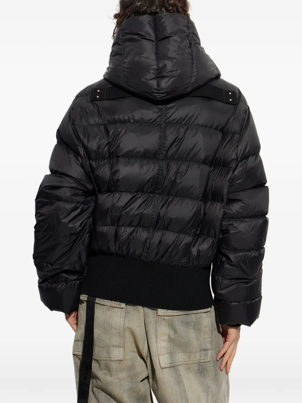 Rick Owens Tower gewatteerd jack met capuchon Zwart