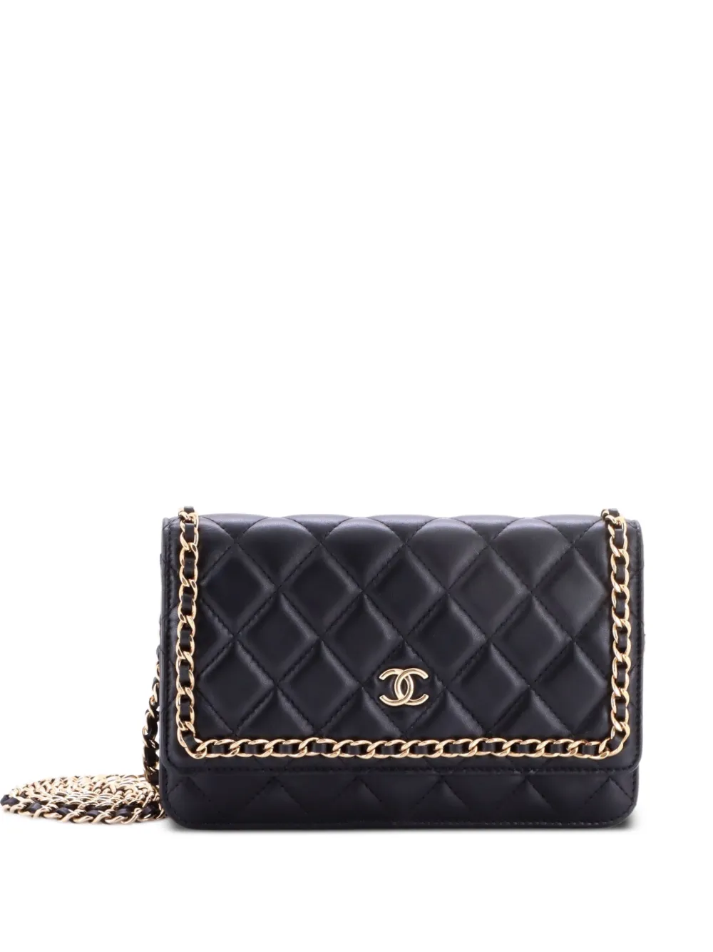 CHANEL Pre-Owned Chain Around Wallet on Chain Quilted Lambskin clutch bag - Nero