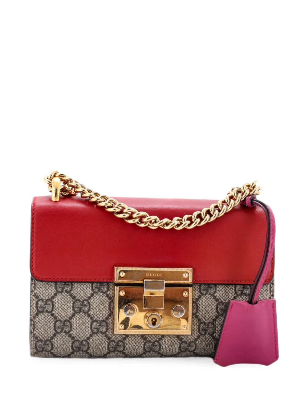 Gucci Pre-Owned Borsa a tracolla Padlock piccola in tela cerata GG e pelle - Rosso