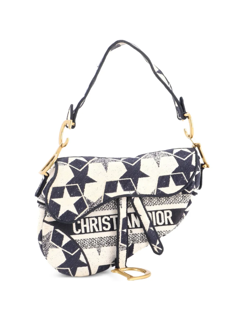 Christian Dior Pre-Owned Saddle Bag Logo Embroidered Canvas Medium shoulder bag - Blue