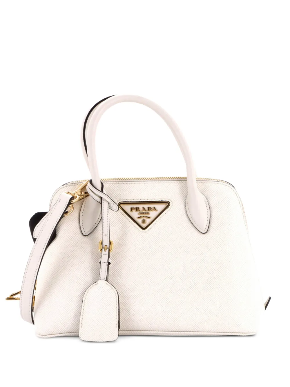 Prada Pre-Owned Borsa a tracolla Promenade piccola in pelle Saffiano con doppio manico - Bianco