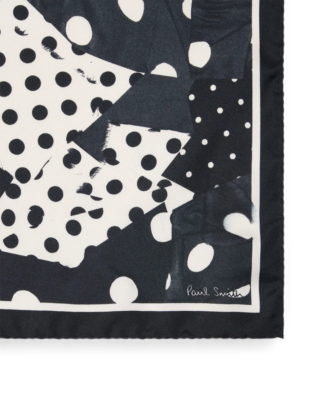 Paul Smith Zijden pochet met stippen en patchwork Zwart