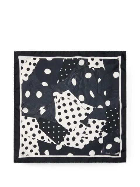 Paul Smith black 'patchwork polka dot' silk pocket square