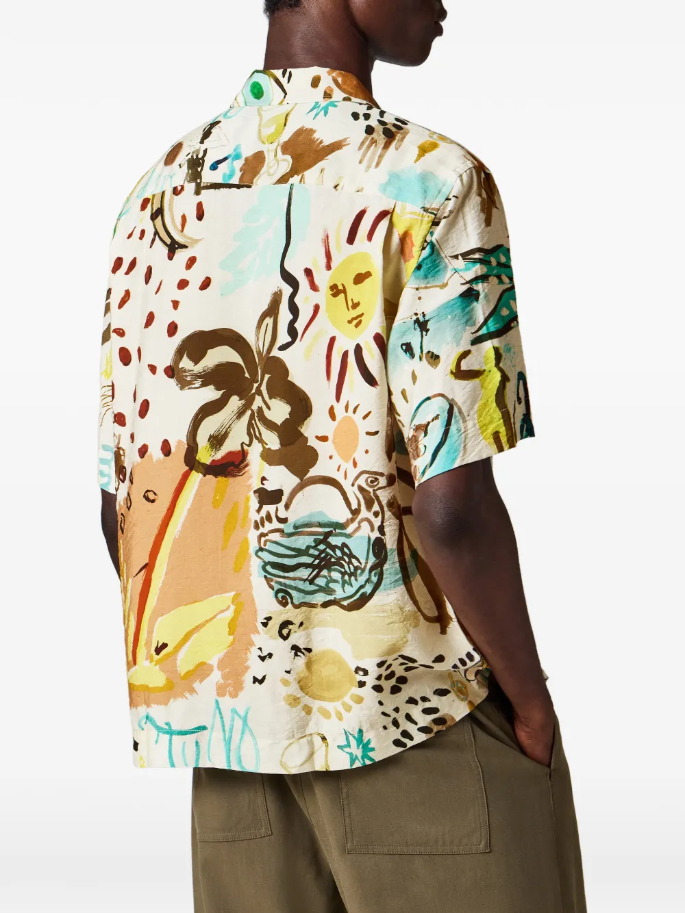Paul Smith Overhemd van viscoseblend met Ink Works-print Beige