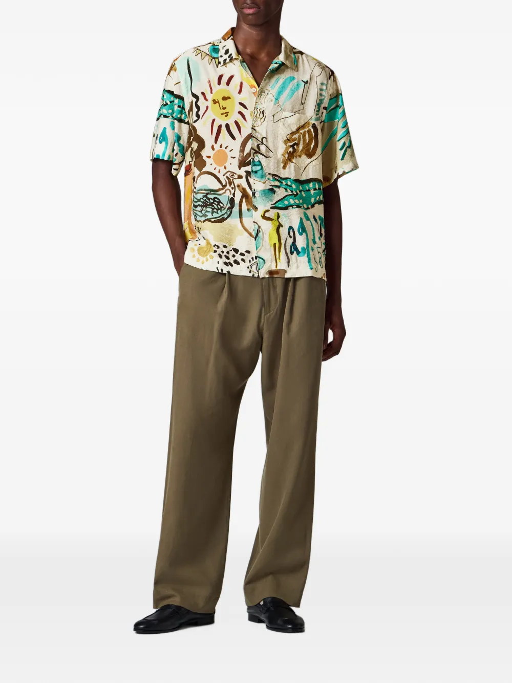 Paul Smith Overhemd van viscoseblend met Ink Works-print Beige