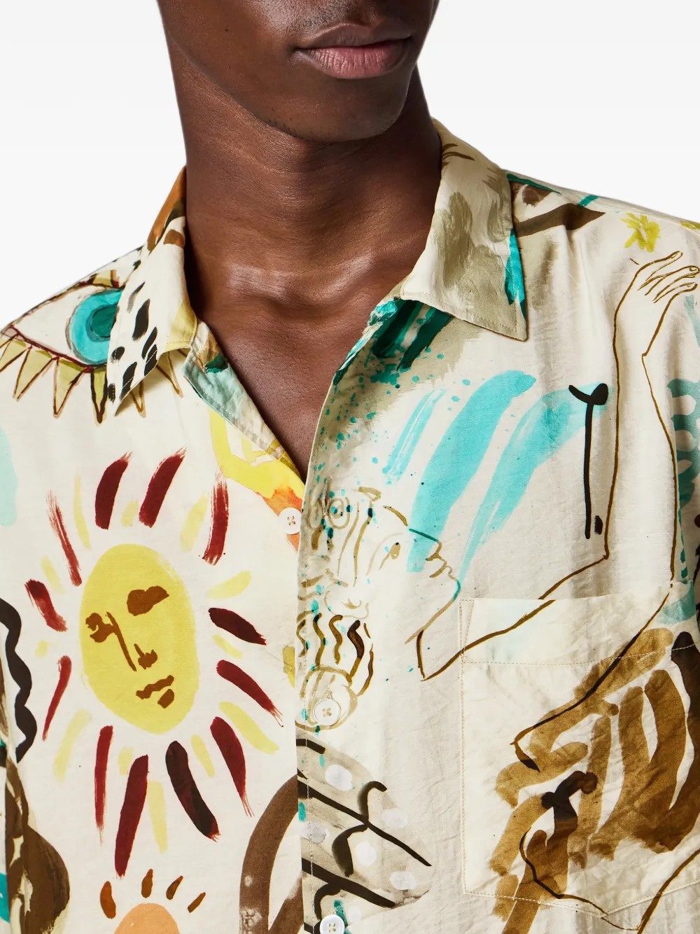 Paul Smith Overhemd van viscoseblend met Ink Works-print Beige