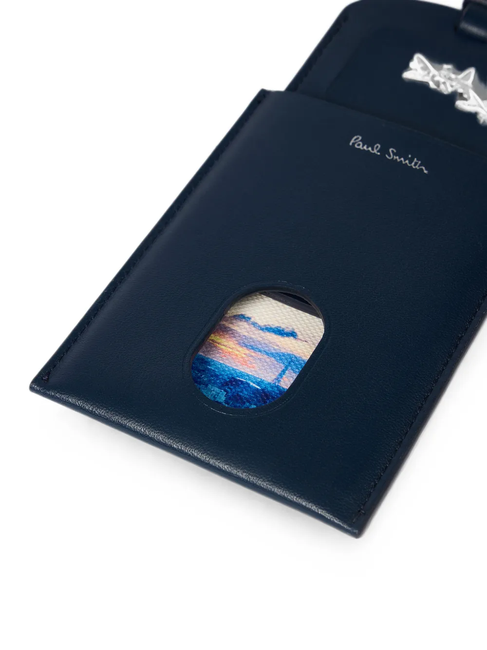 Paul Smith Paris marineblauw leren bagagelabel
