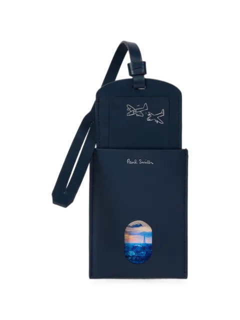 Paul Smith navy leather 'Paris' luggage tag
