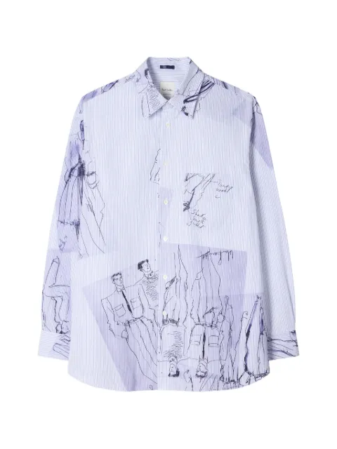 Paul Smith light blue illustration stripe oversized shirt