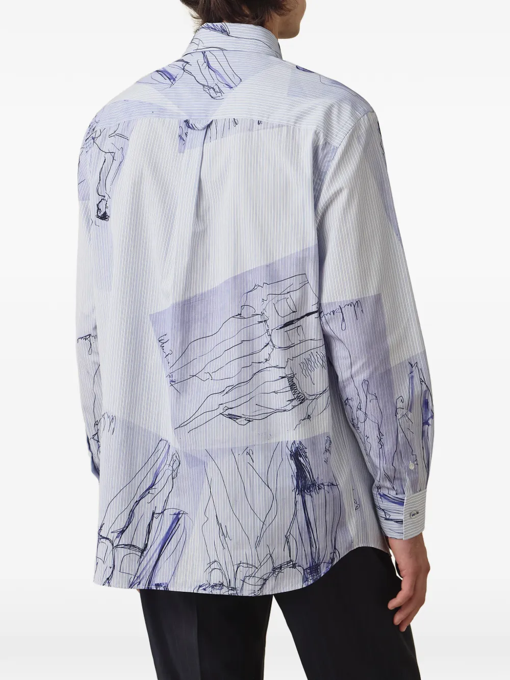 Paul Smith Oversized overhemd met lichtblauwe illustratiestreep