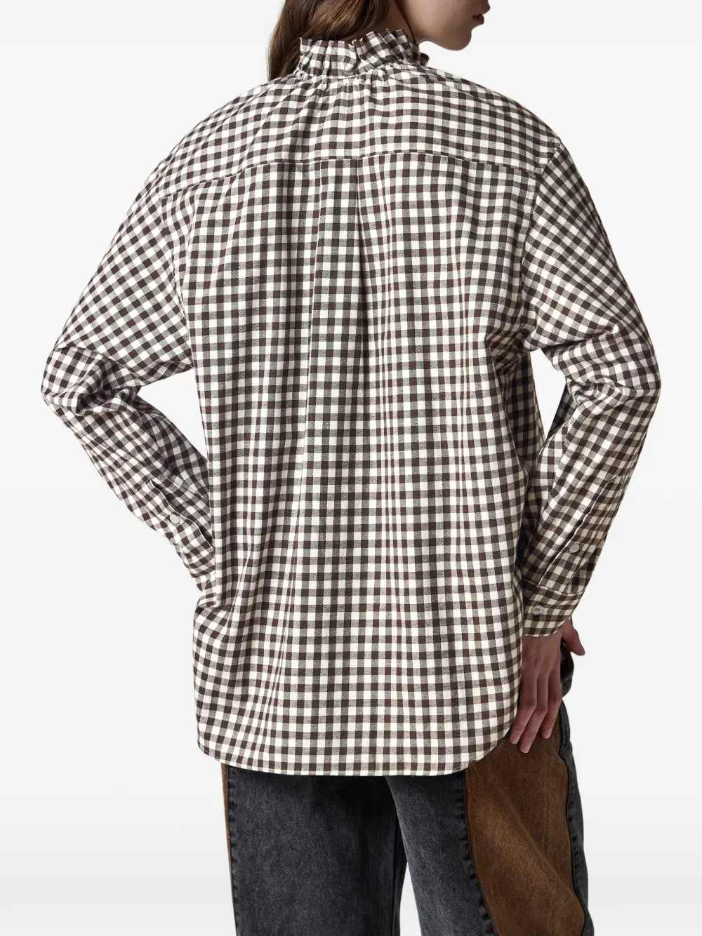 Paul Smith Geruite blouse van geborsteld katoen met franje Bruin