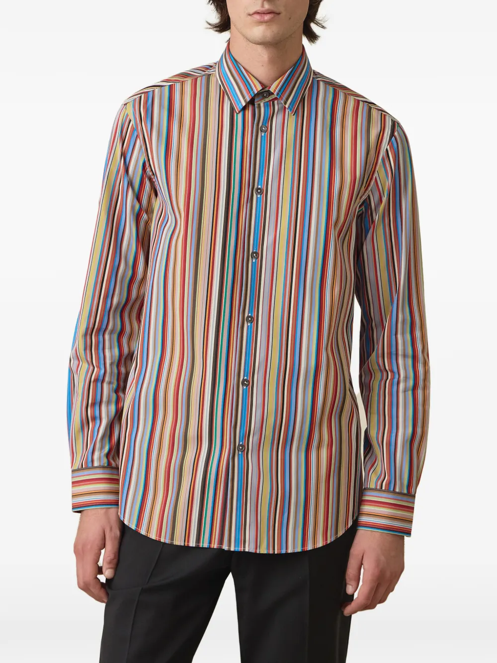 Paul Smith Regular-fit popeline overhemd met kenmerkende streep Beige