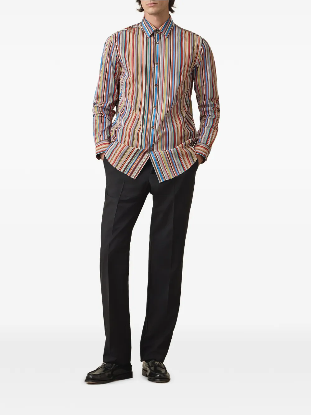 Paul Smith Regular-fit popeline overhemd met kenmerkende streep Beige