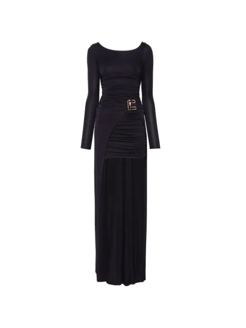 Elisabetta Franchi ruched logo-plaque asymmetric dress