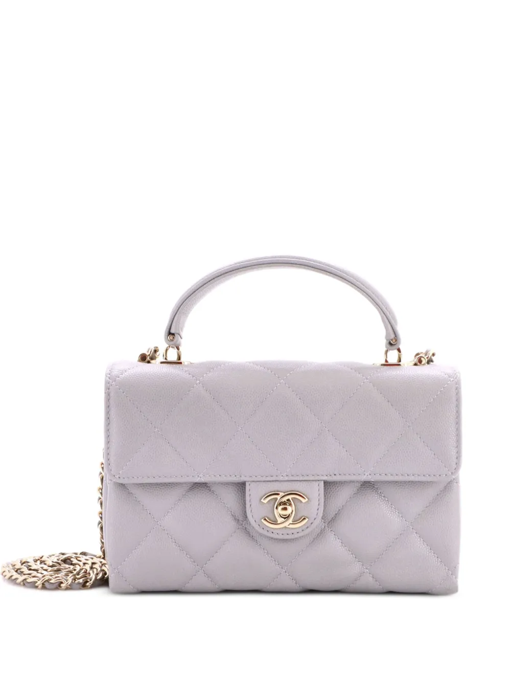 CHANEL Pre-Owned Retro Twist Top Handle Flap Quilted Caviar Small shoulder bag - Grey