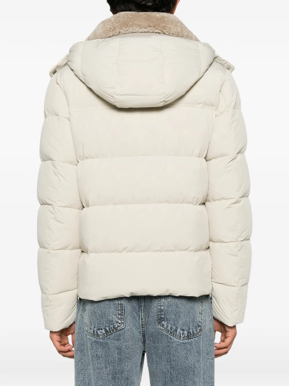 Moorer Alarick shearling-collar quilted jacket Beige