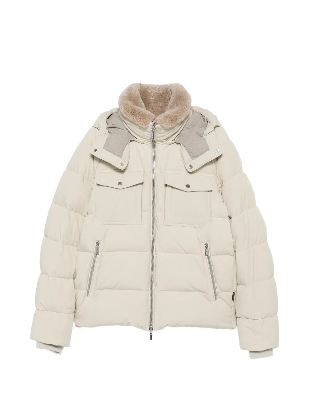 Moorer Alarick shearling-collar quilted jacket - Toni neutri