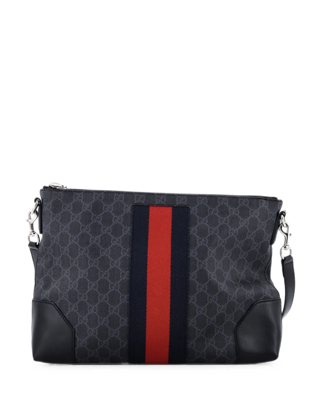 Gucci Pre-Owned Mittelgroße Kuriertasche mit Web-Riemen - Schwarz