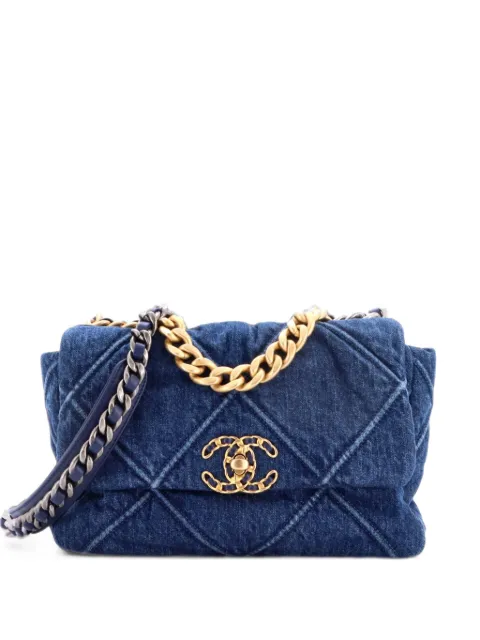 CHANEL Pre-Owned 19 Flap Bag Quilted Denim Medium shoulder bag