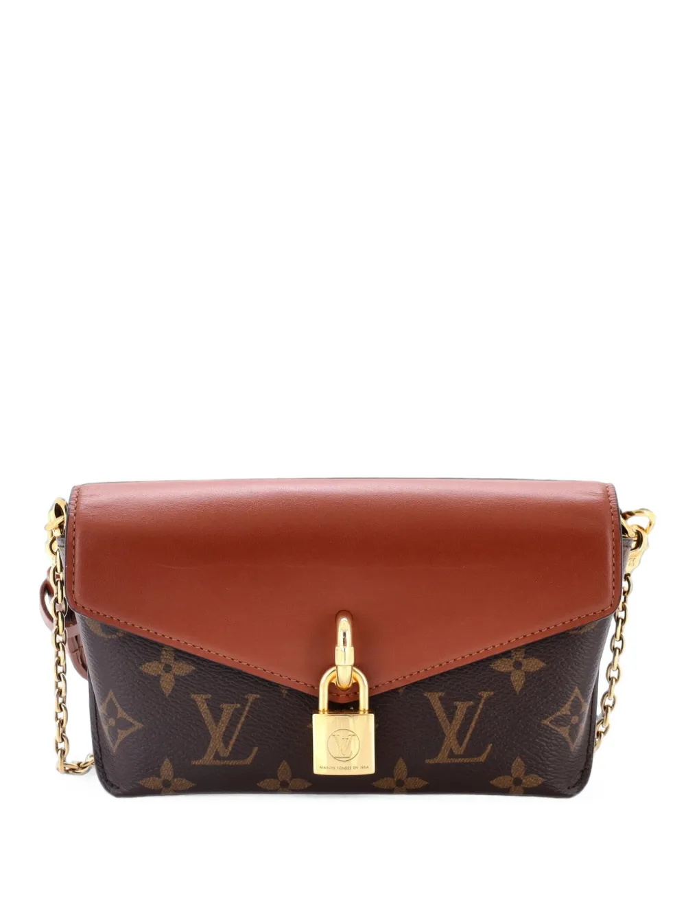 Louis Vuitton Pre-Owned Borsa a tracolla Padlock on Strap in pelle e tela con monogramma - Marrone