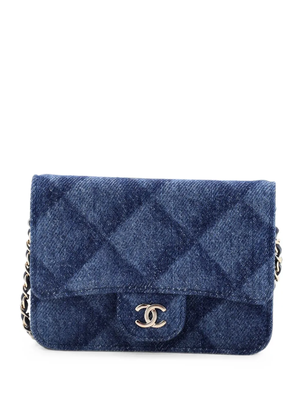 CHANEL Pre-Owned Marsupio Classic Flap 3D mini in denim trapuntato con stampa - Blu