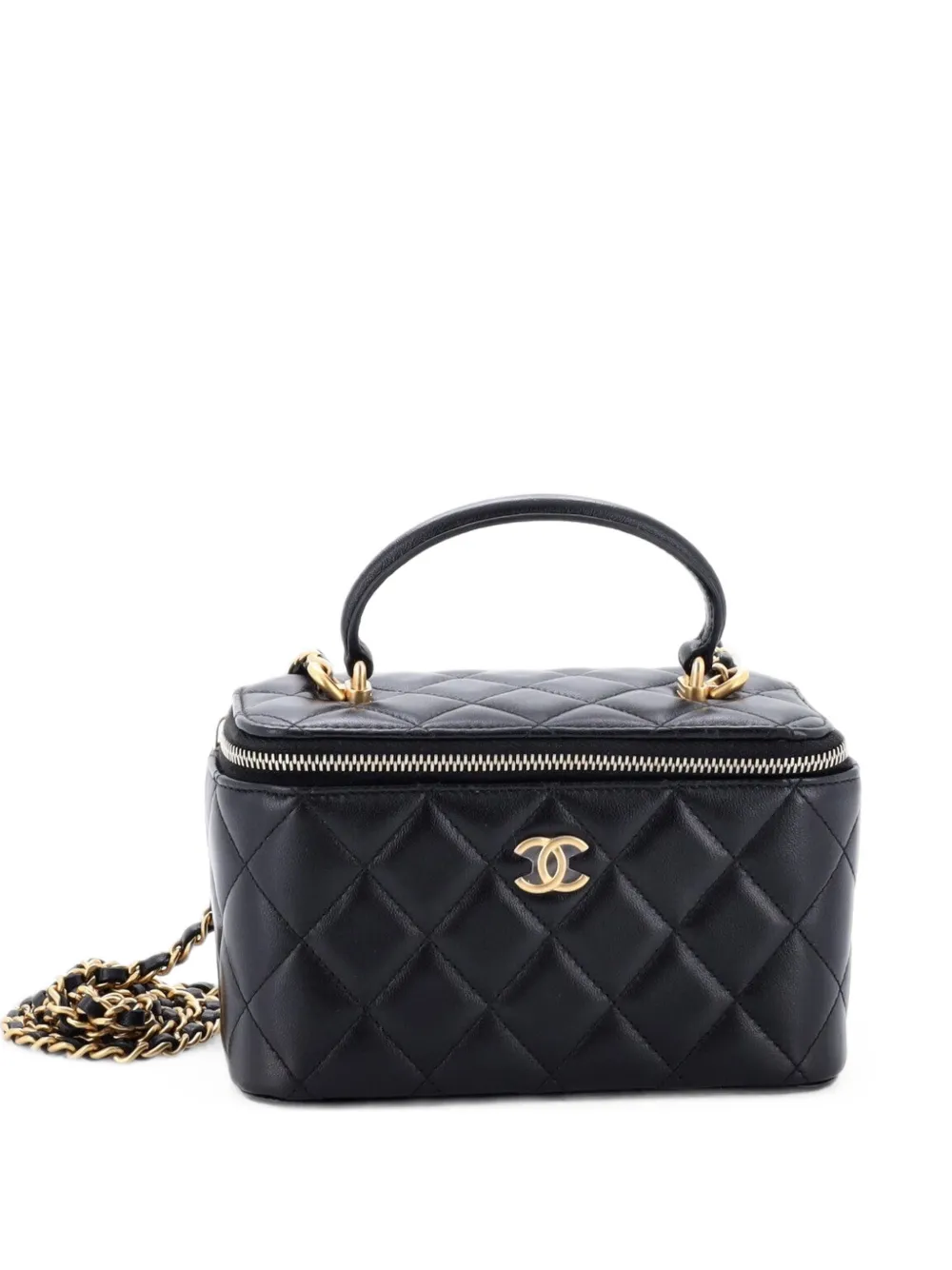 CHANEL Pre-Owned Kleine Classic Kosmetiktasche mit Kettensteppung - Schwarz