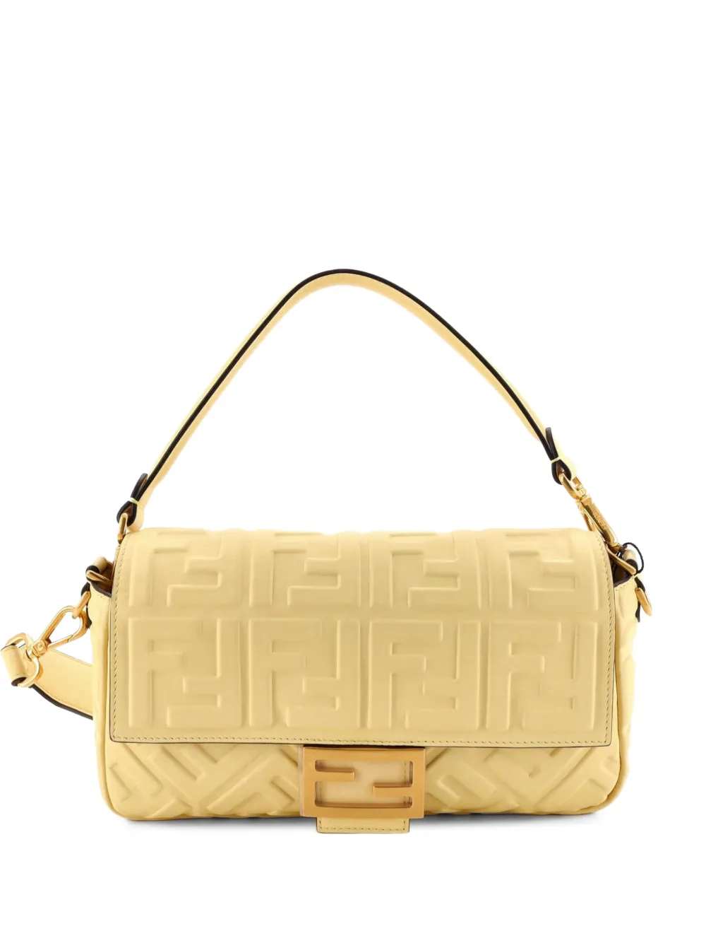 Fendi Pre-Owned Baguette NM Bag Zucca Embossed Leather Medium crossbody bag - Giallo