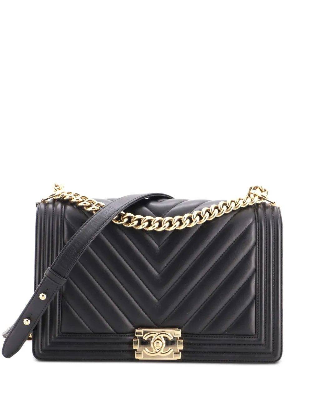 CHANEL Pre-Owned Boy Flap Bag Chevron Lambskin New Medium shoulder bag - Nero