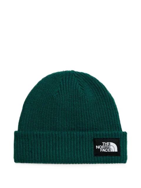 The North Face logo-patch ribbed beanie hat