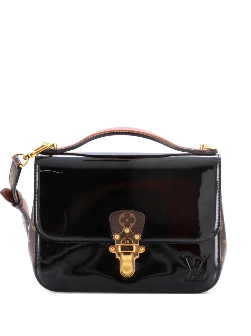 Louis Vuitton Pre-Owned Borsa a spalla Cherrywood in pelle Vernis con monogramma e tela BB - Marrone