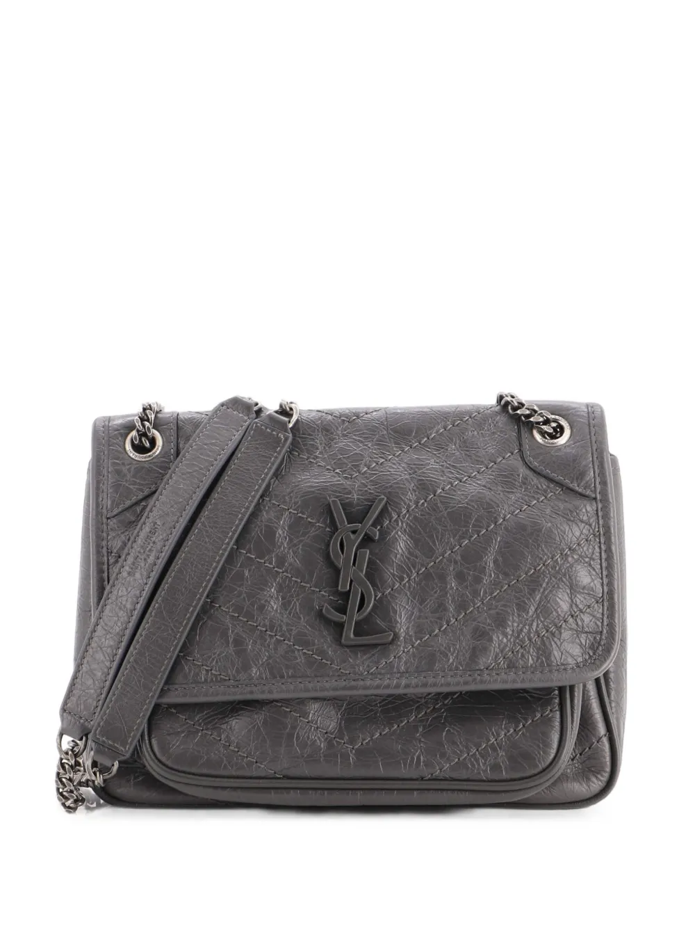 Saint Laurent Pre-Owned Niki Chain Flap Bag Matelasse Chevron Schultertasche - Grau