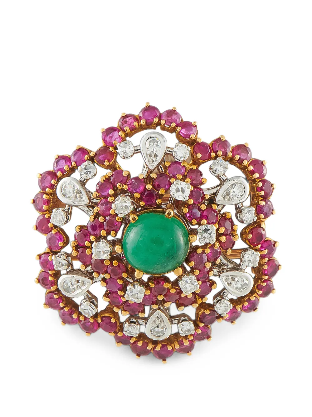LB Exclusive Brosche mit Smaragd und Rubin - Gold
