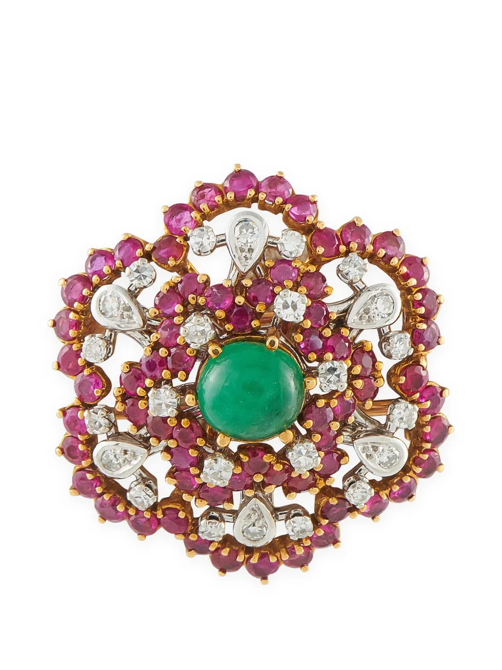LB Exclusive Brosche mit Smaragd und Rubin - Gold
