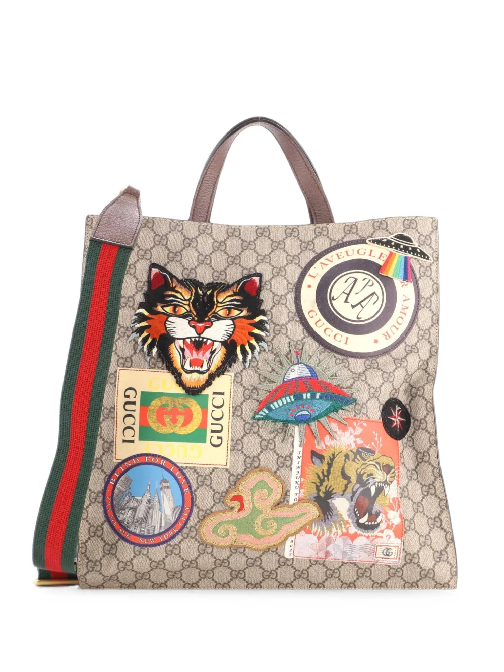 Gucci Pre-Owned Courrier Convertible Soft Open GG Coated Canvas with Applique North South tote bag - Marrone