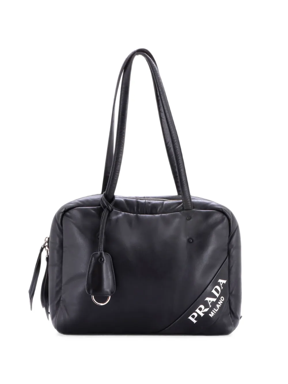 Prada Pre-Owned Mittelgroße wattierte Bowler Handtasche aus Nappaleder - Schwarz