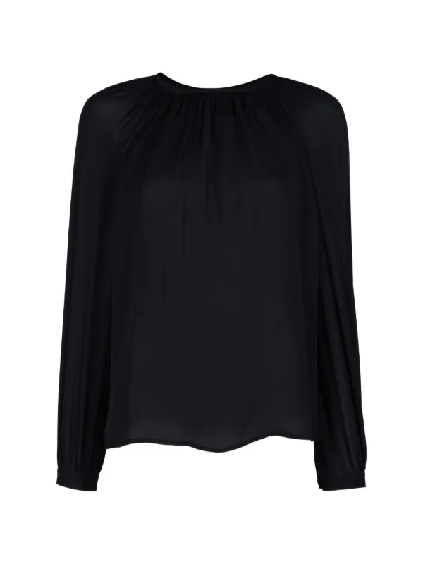Nili Lotan Saint Tropez Pleated Silk Top in Blue