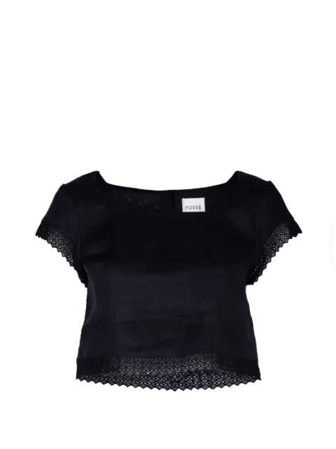 Posse Alfie lace-trim cropped top