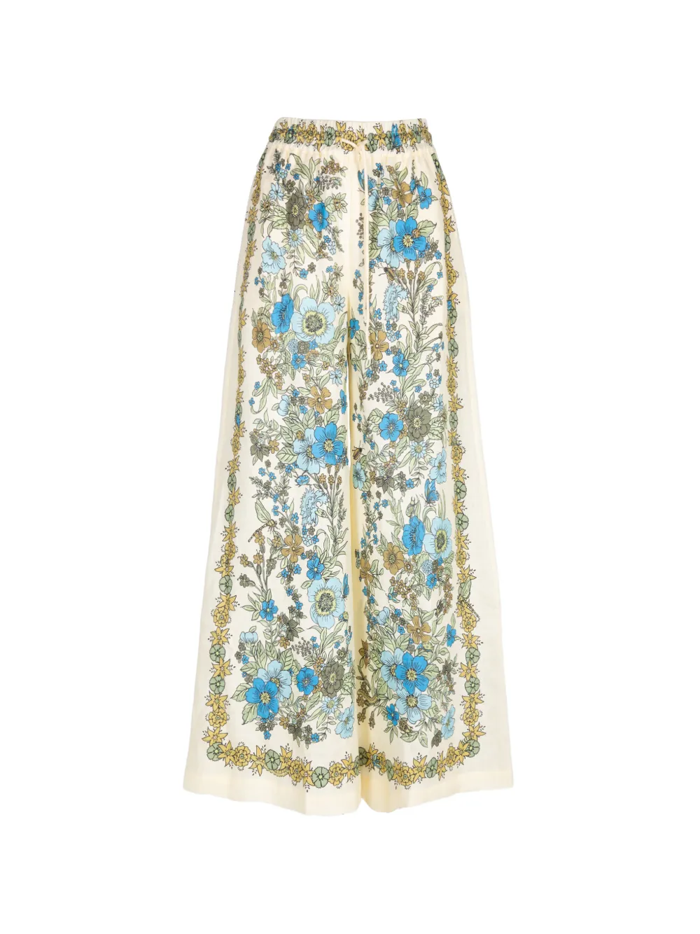 ALEMAIS Sophia floral-print trousers Beige