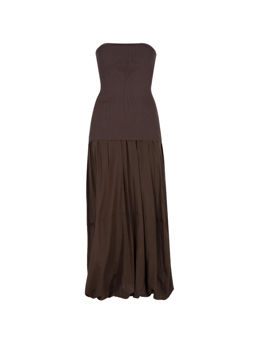 St Agni Strapless Balloon-hem Maxi Dress In Brown
