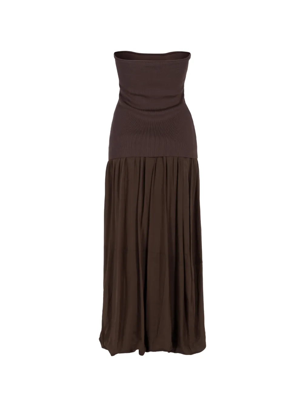 St. Agni Strapless maxi-jurk met ballonzoom Bruin