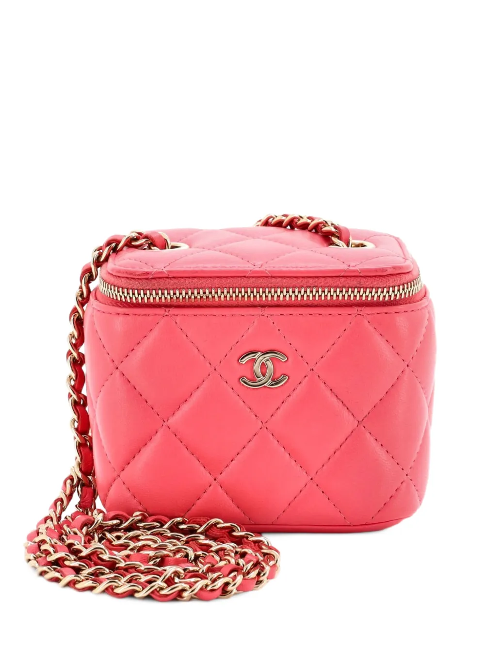 CHANEL Pre-Owned Classic Vanity Case with Chain Quilted Lambskin Mini crossbody bag - Rosa