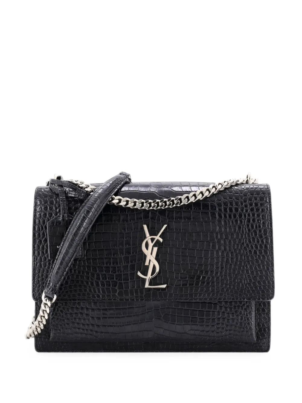 Saint Laurent Pre-Owned Sunset Crocodile Embossed Leather Large crossbody bag - Schwarz